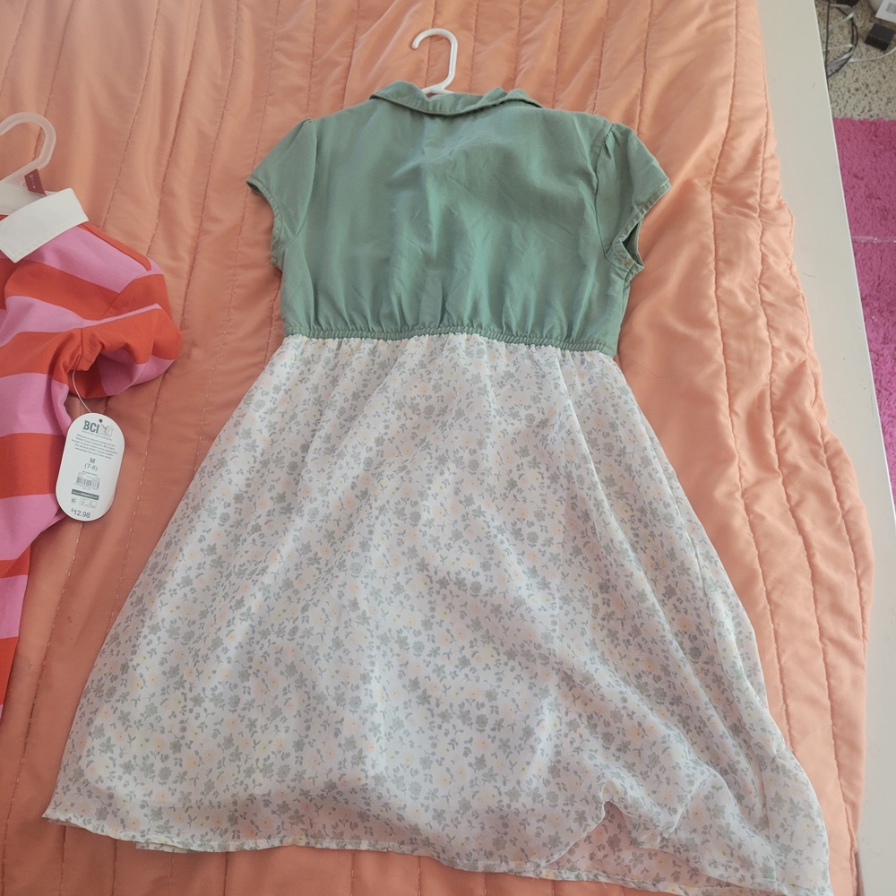 Stylish Blue and White Kids Dress - Picture 2 of 2